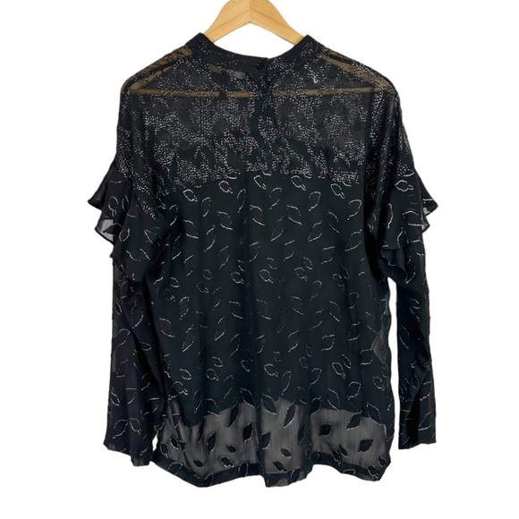 Bcbgmaxazria Szxs Metallic High-Low Long Sleeve Dot Chiffon Top Size Medium - Picture 5 of 9